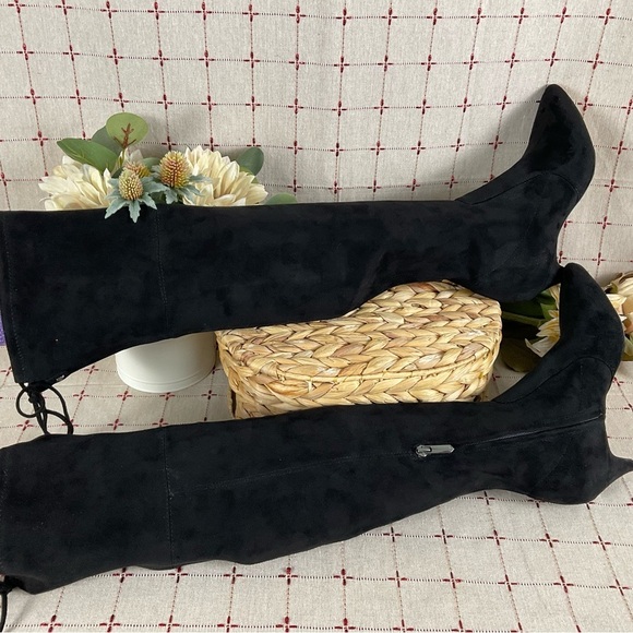 🧸HP🧸 Sam Edelman “Kristie” Over the Knee Boots Black Faux Suede Sz 7 NWOB - Picture 9 of 13